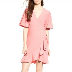 Leith Flounce Sleeve Wrap Dress (Nordstrom)